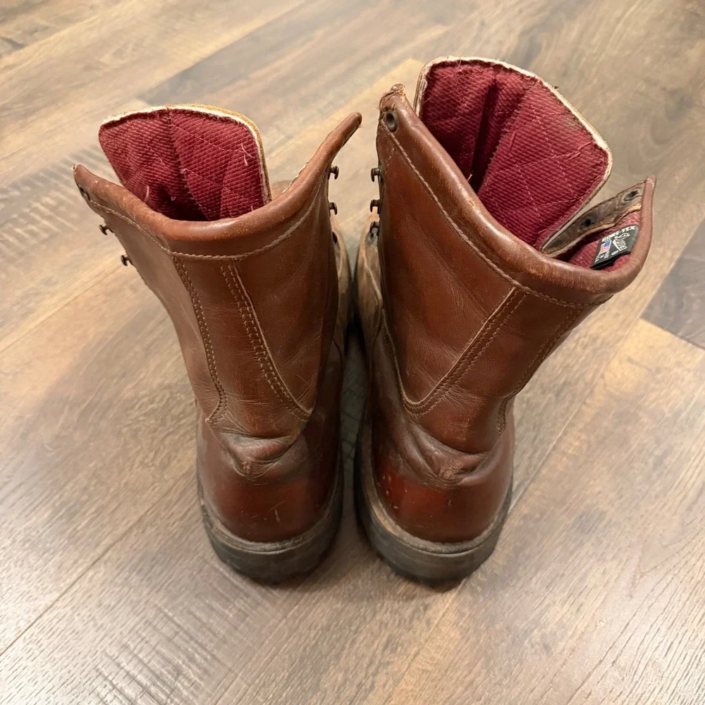 Vintage 80s 90s Danner USA Brown Leather Work Boots Mens Fits 11 Distressed